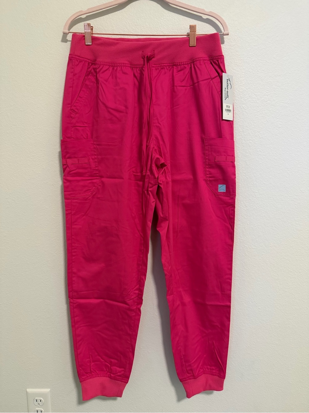 Women’s Hot Pink Cargo Joggers with Drawstring Waist